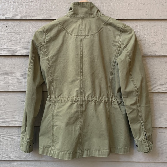 J.Crew Olive Green Twill Utility Jacket Cargo Pockets Drawstring Waist - Picture 5 of 7